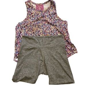 Tek Gear Floral Tank Top and Old Navy Gray Shorts Set for Women - 2X